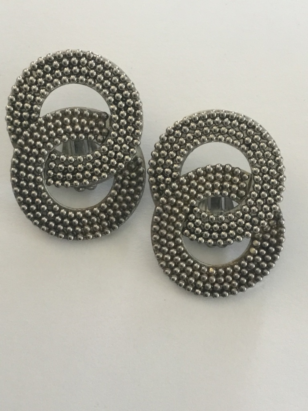 Roxanne Assoulin Double Circle Silver Clip On Earrings